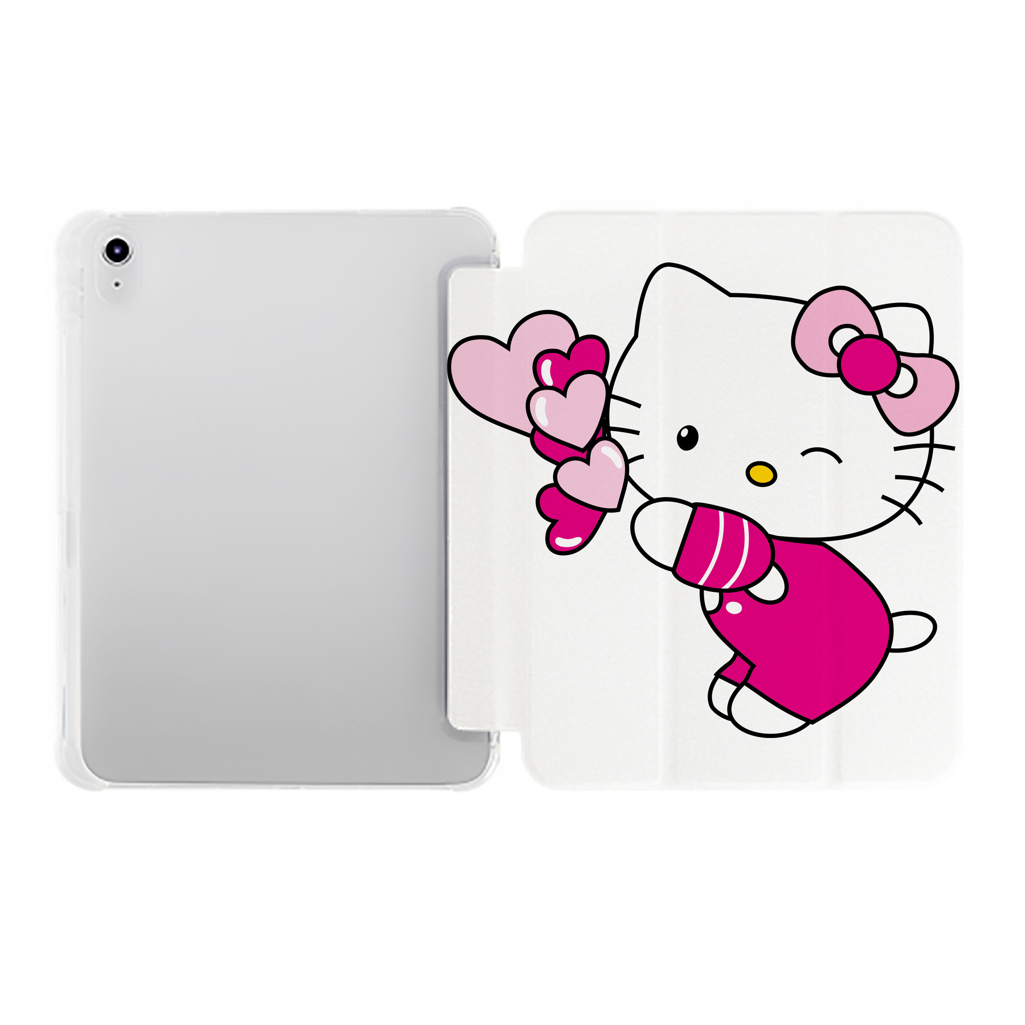 （画像用） Hello Kitty ハローキティ IPad ケース ペン収納付き 三つ折りスタンド PUレザー×シリコン 対応機種9.5/10.5/10.9インチ
